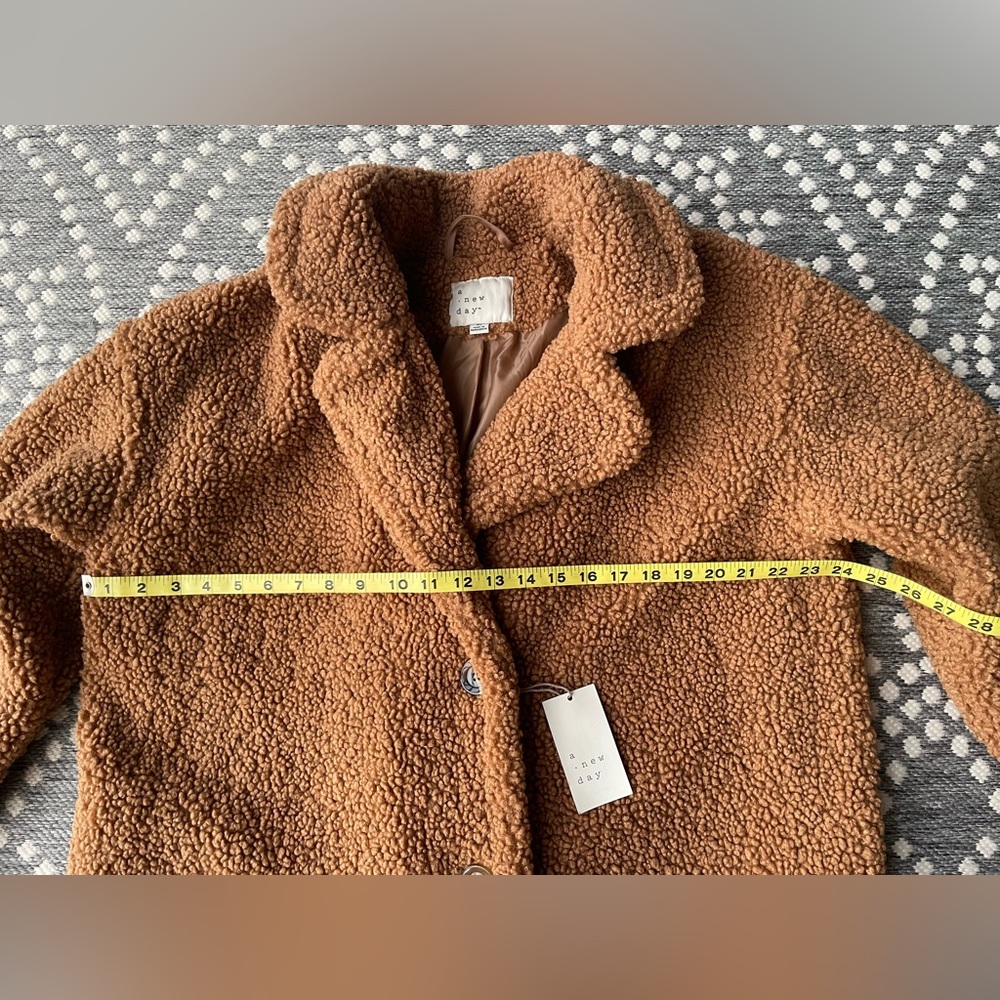 A New Day Teddy Bear Fuzzy Brown Jacket XL NEW Sherpa Parka Christmas Holiday - Picture 9 of 12